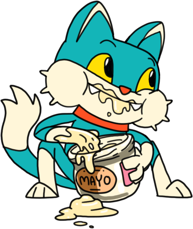 Diamond (a blue and white cat) eating mayo out of a tub